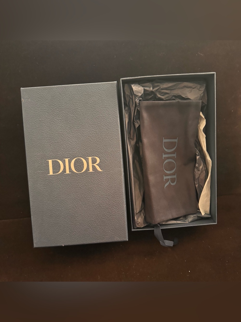 Dior Navy-Gold Branded Box with Tissues and Dustbag
